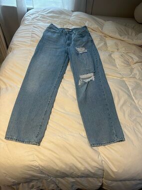 Levi's Light Blue Distressed Straight-Leg Jeans